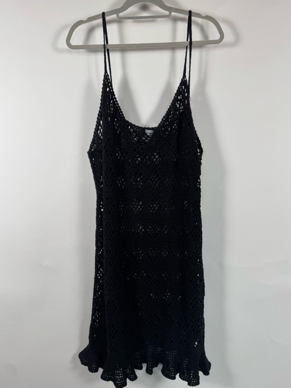 Aerie Black Crochet Sleeves Dress Size XXL Ruffle Hem Cover-up Boho Swim Pool
